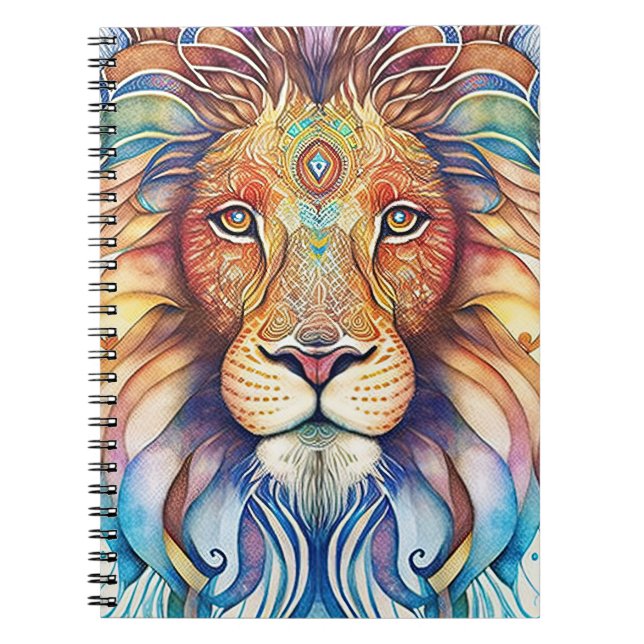 Mystical Watercolor Lion  Notebook (Front)