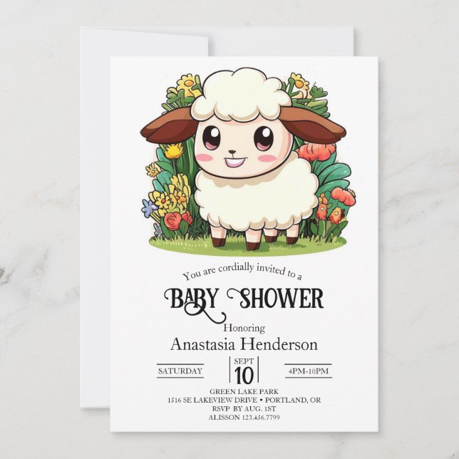 Mystical Whimsical Sheep Baby Shower Invitation (Front)