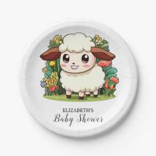 Mystical Whimsical Sheep Baby Shower Paper Plate