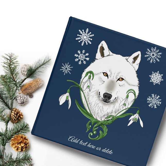 Mystical White Arctic Wolf Winter Snowdrop Blue Binder (Creator Uploaded)