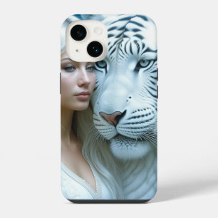 Mystical White Tiger and Woman   iPhone 14 Case