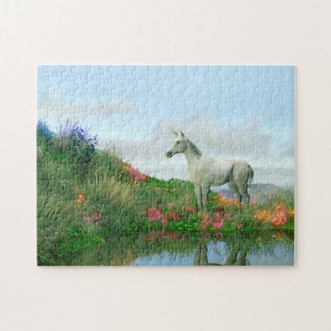 Mystical White Unicorn | Fantasy Jigsaw Puzzle (Horizontal)