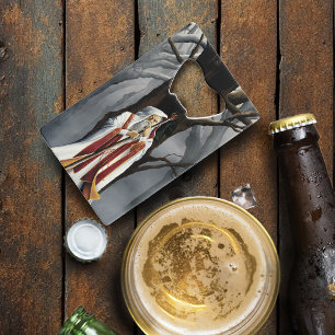Mystical White Wizard Raven Oak Tree Fantasy Credit Card Bottle Opener