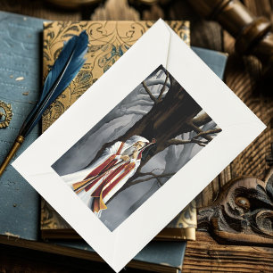 Mystical White Wizard Raven Oak Tree Fantasy Sticker