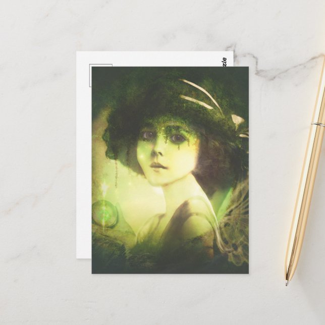 Mystical Willow Tree Fairy Fantasy Art Postcard (Front/Back In Situ)