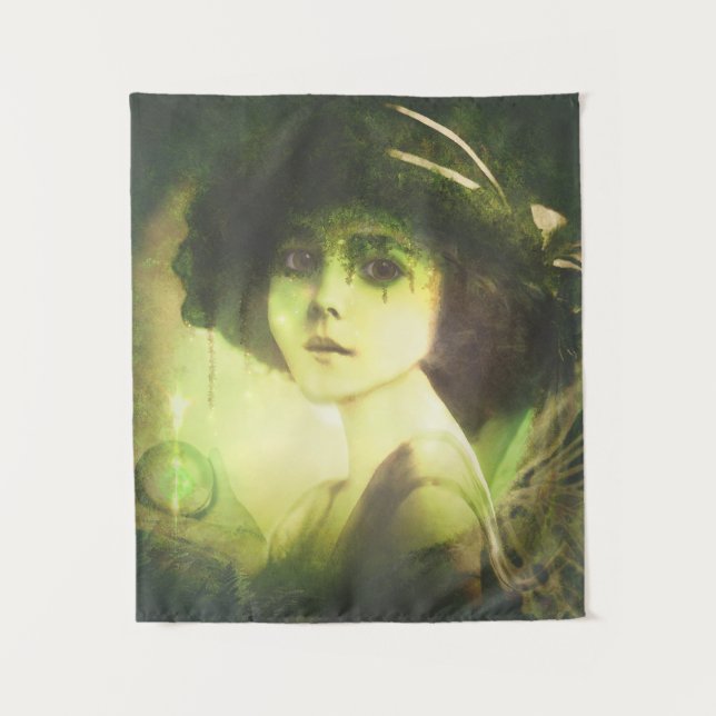 Mystical Willow Tree Fairy Fantasy Art Tapestry (Front)