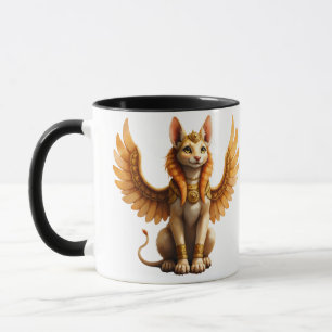 Mystical Winged Cat Sphinx – Egyptian Fantasy Art. Mug
