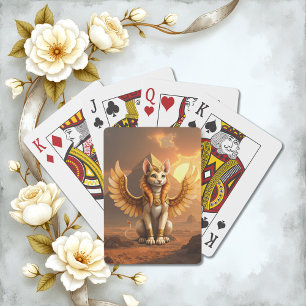 Mystical Winged Cat Sphinx – Egyptian Fantasy Art. Playing Cards