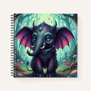 Mystical Winged Elephant in Enchanted Forest Notebook