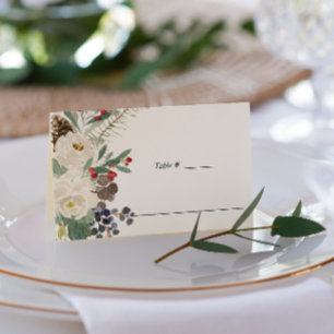 Mystical Winter   Botanical Wedding table place Card