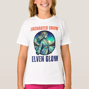 Mystical Winter Elf in Enchanted Snowy Landscape T-Shirt