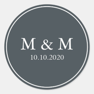 Mystical Winter Wedding Classic Monogram Classic Round Sticker