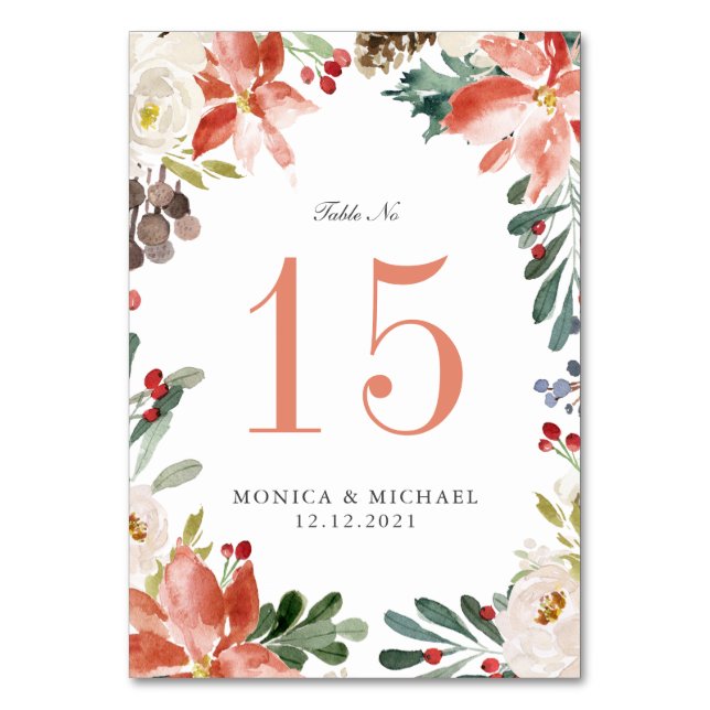 Mystical Winter  WEDDING Personalized Table Number (Front)