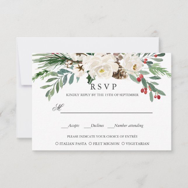 Mystical Winter | WEDDING  RSVP MEAL CHOICE (Front)