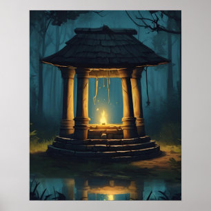 MYSTICAL WISHING WELL PIT ART POSTER