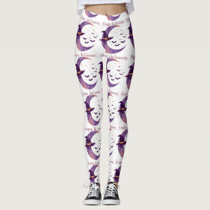 Mystical Witch Moon Halloween Design Leggings