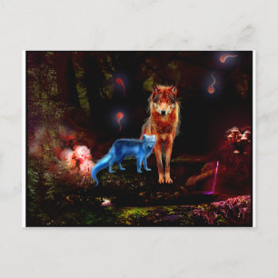 Mystical Wolf and Fox Postcard