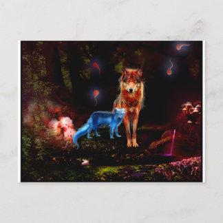 Mystical Wolf and Fox Postcard