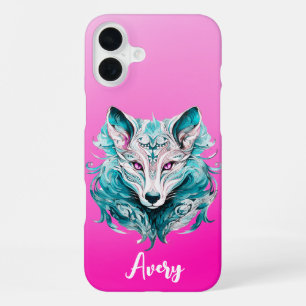 Mystical Wolf   Elegant Turquoise & Pink Wolf  iPhone 16 Plus Case