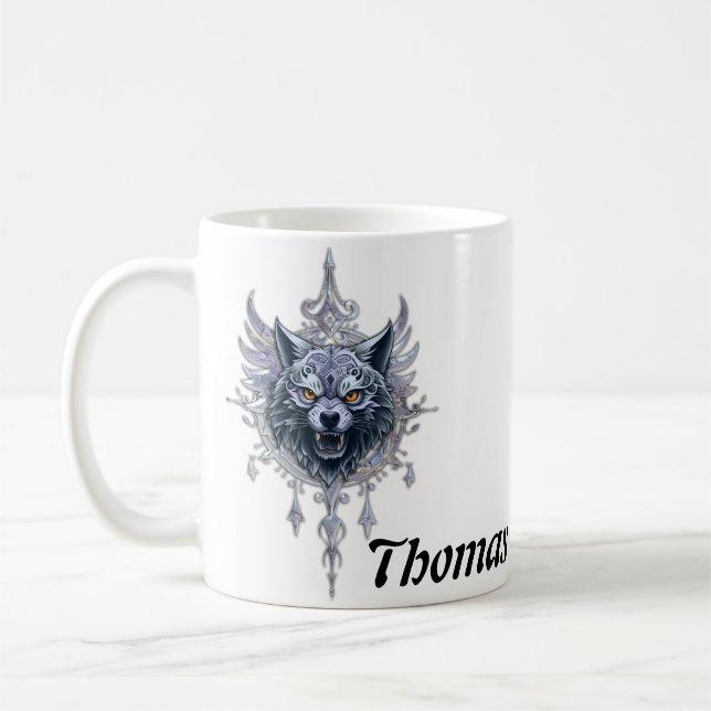 Mystical wolf head.  coffee mug (Left)