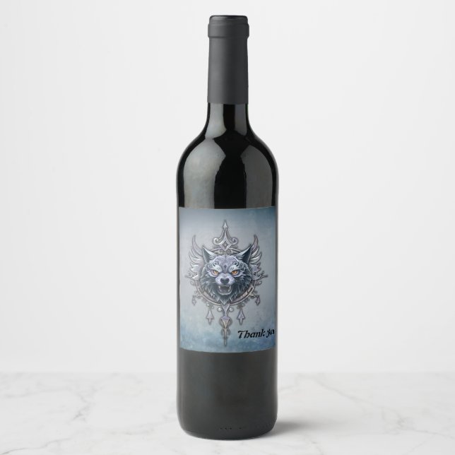 Mystical wolf head.  wine label (Front)
