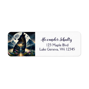 Mystical Wolf Howling at Moon Surreal Personalized