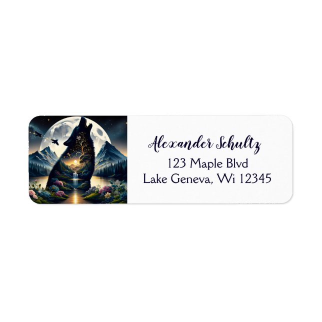 Mystical Wolf Howling at Moon Surreal Personnalisé (Devant)