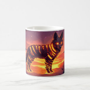 Mystical Wolf Mug with Luminous Stripes in Twiligh