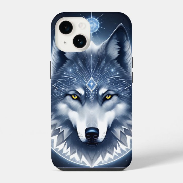 Mystical Wolf Portrait Art iPhone Case (Back)