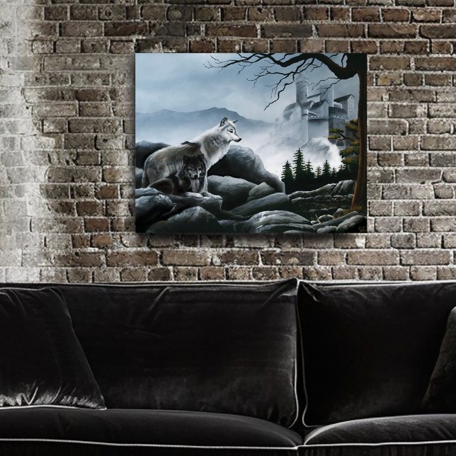 Mystical Wolves Guards Castle Fantasy Wildlife Poster (Creator Uploaded)