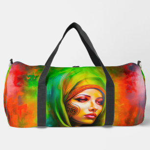 Mystical Woman in Neon Colours Duffle Bag