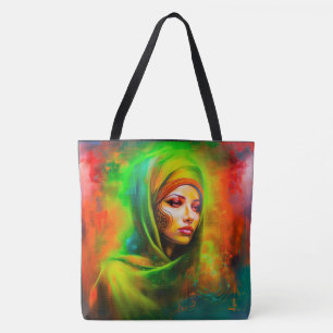 Mystical Woman in Neon Colours Tote Bag