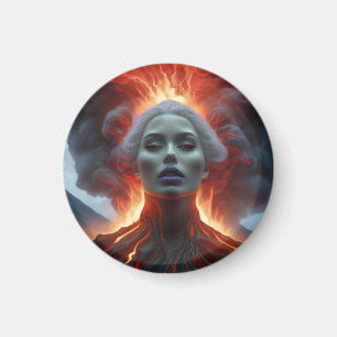Mystical Woman Materializes From Volcano Lava  Magnet