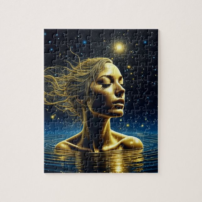 Mystical Woman Meditating Under the Stars Jigsaw Puzzle (Vertical)