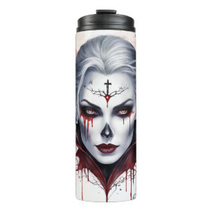 Mystical Woman Vampire Watercolor Halloween  Thermal Tumbler