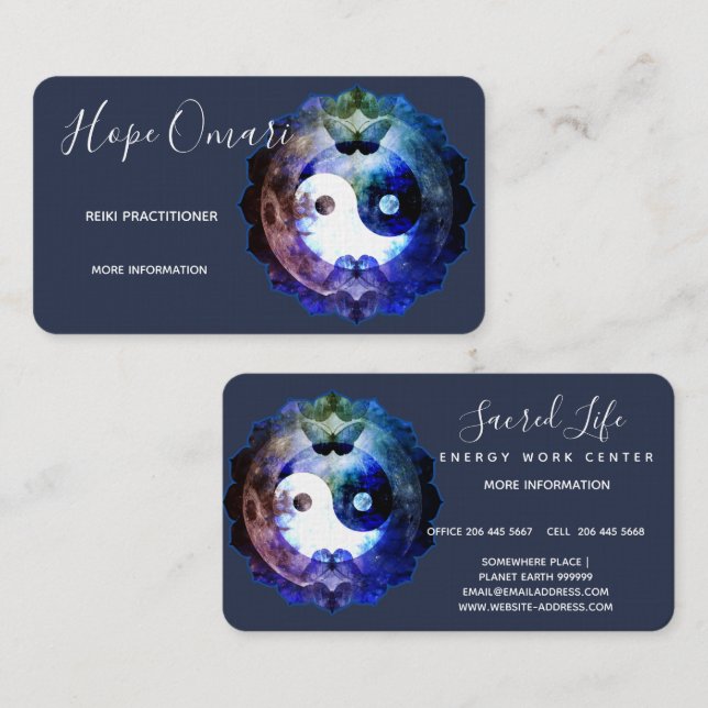 Mystical Yin Yang, Spiritual Holistic Business Card (Front/Back)