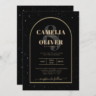 Mystique BLACK GOLD Starry Night Wedding Invitation