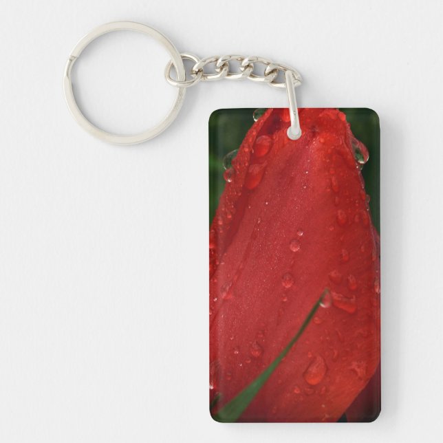 Mystique Dark Botanical Red Tulip Keyring (Front)