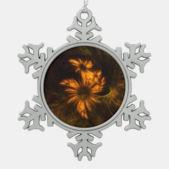 Mystique Garden Abstract Art Snowflake Pewter Christmas Ornament (Front)