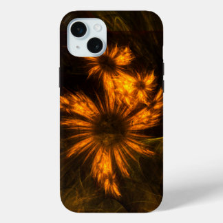 Mystique Garden Golden Abstract Fractal Art iPhone 15 Mini Case