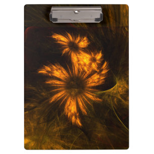 Mystique Garden Golden Abstract Fractal Art Clipboard