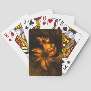 Mystique Garden Golden Abstract Fractal Art Playing Cards