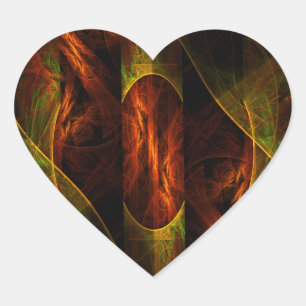 Mystique Jungle Abstract Art Heart Sticker