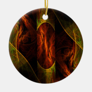 Mystique Jungle Modern Abstract Fractal Art Ceramic Ornament