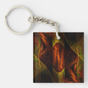 Mystique Jungle Modern Abstract Fractal Art Keychain