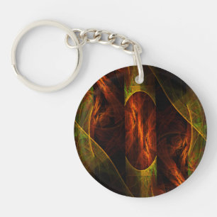 Mystique Jungle Modern Abstract Fractal Art Keychain