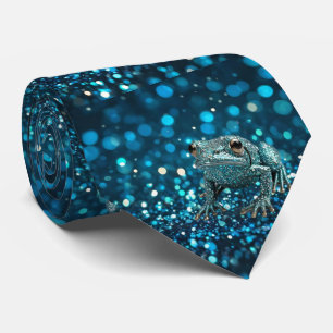 Mystique of the Blue Dimentee Frog On Blue Bokeh Tie