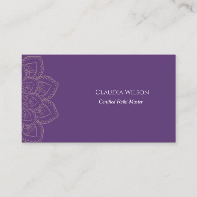 Mystique Purple Yoga Reiki Spiritual Energy Healer Business Card (Front)
