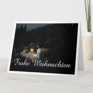 Mystische Hütte im tiefen Wald, Weihnachten Card