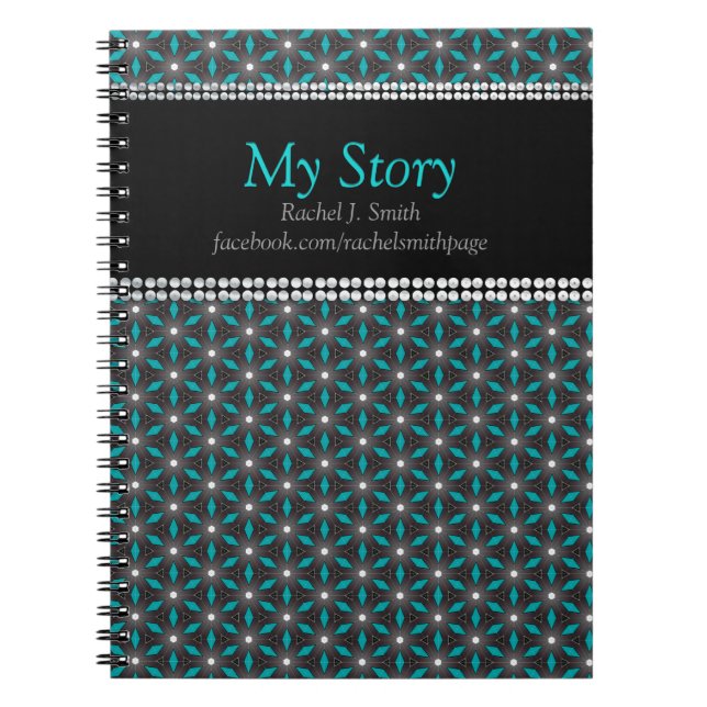 MyStory Teal+Black Geometry Energy Custom Notebook (Front)